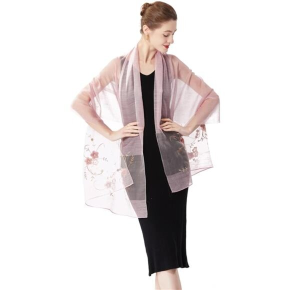 Women Silk & Wool Long and Large Scarf Shawl Wrap For Evening Dress - Picture 2 of 7